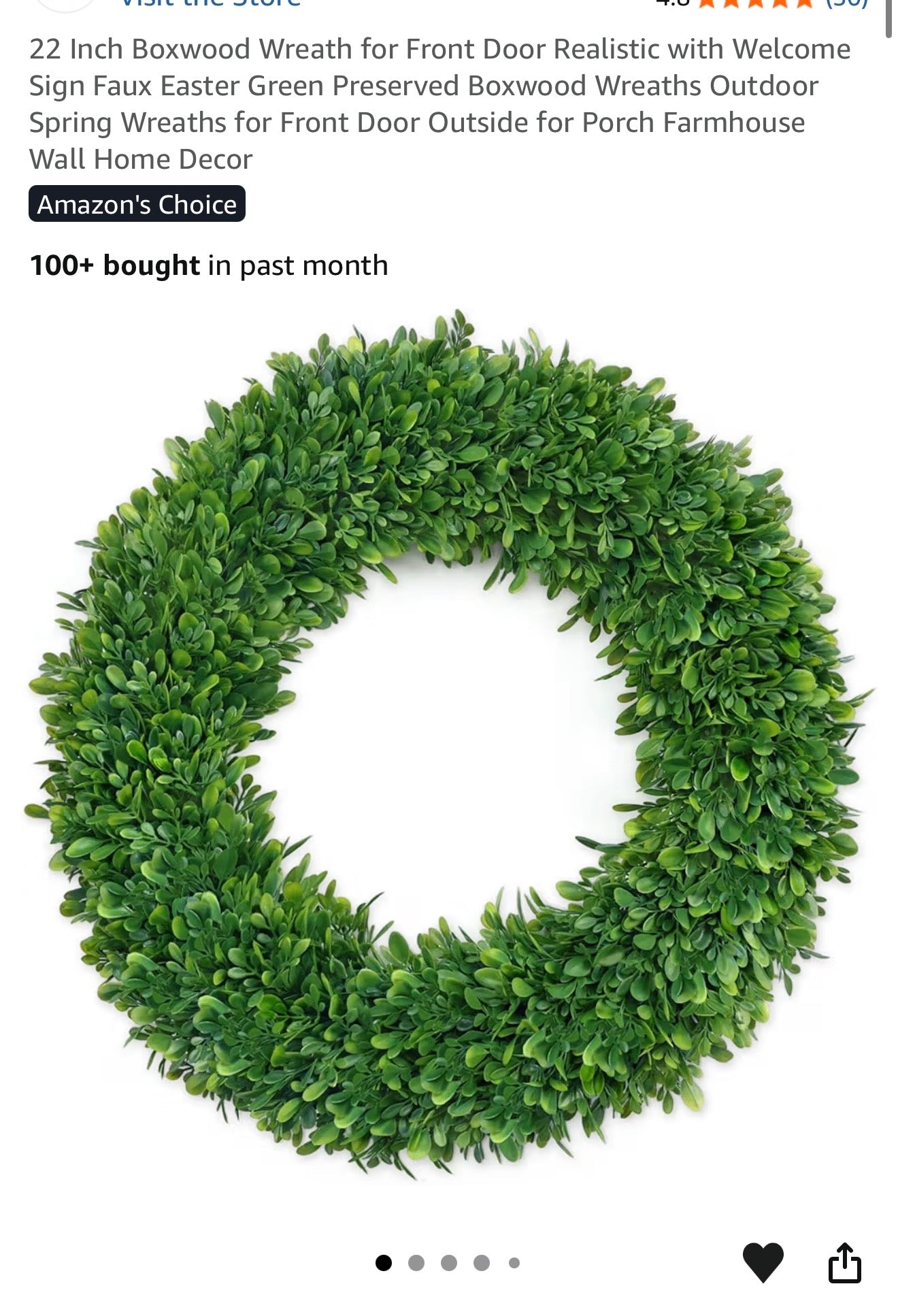 22 Inch Boxwood Wreath for Front Door