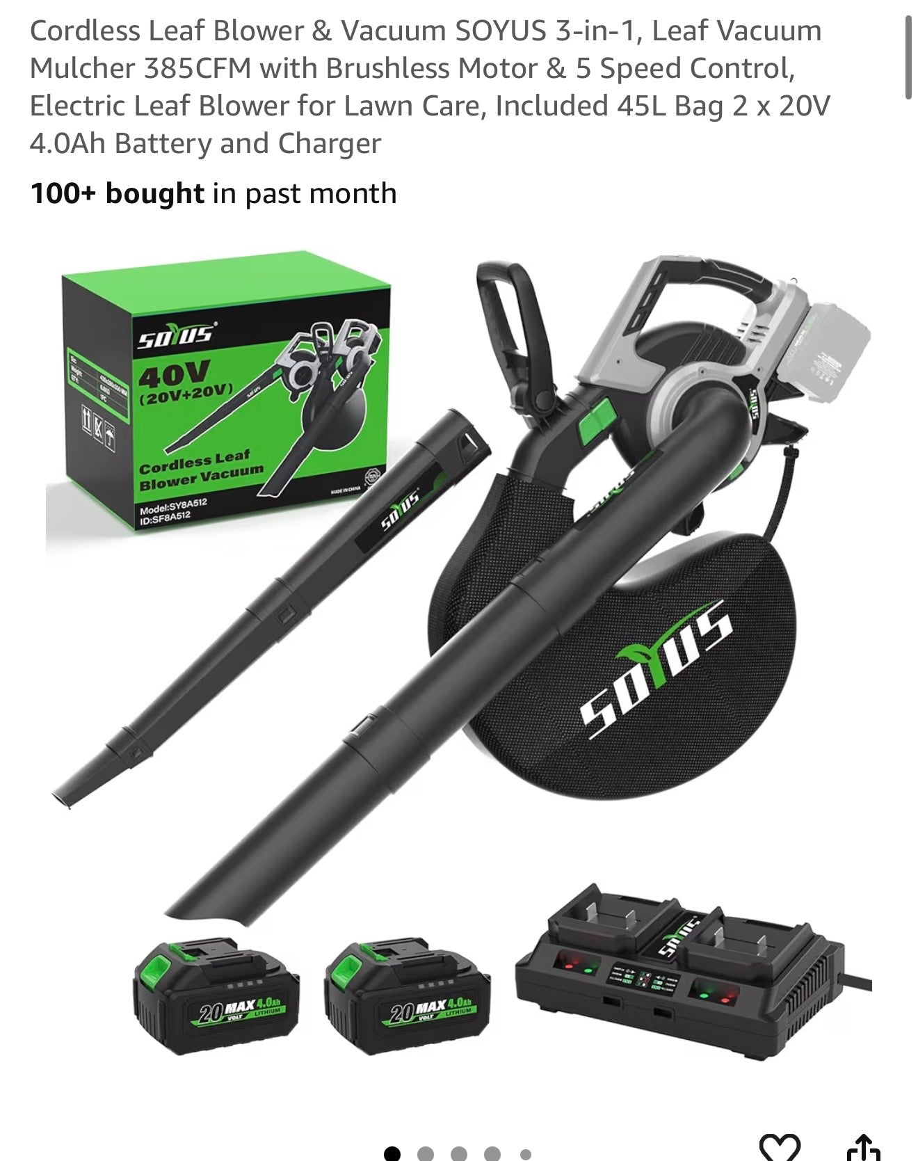 Cordless Leaf Blower & Vacuum SOYUS 3-in-1,