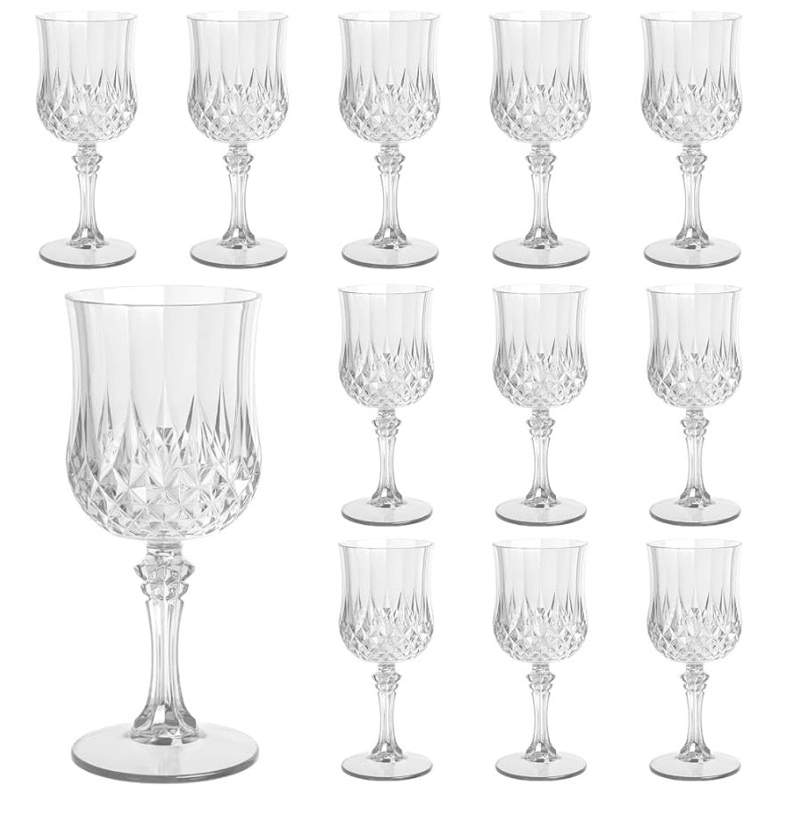 12 pc plastic wine glasses