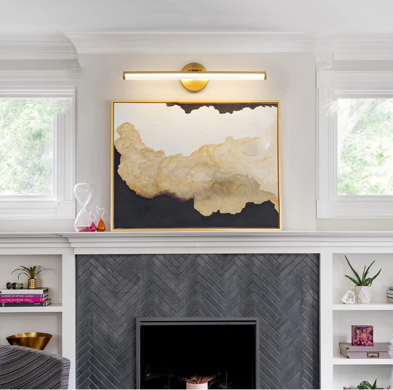 Bathroom Light Fixture Over Mirror - Gold Vanity Light Fixture 18W 4000K Angle Adjustable 22 Inch LED Dimmable Modern Vanity Light Bar for Bedroom Living Room Bathroom