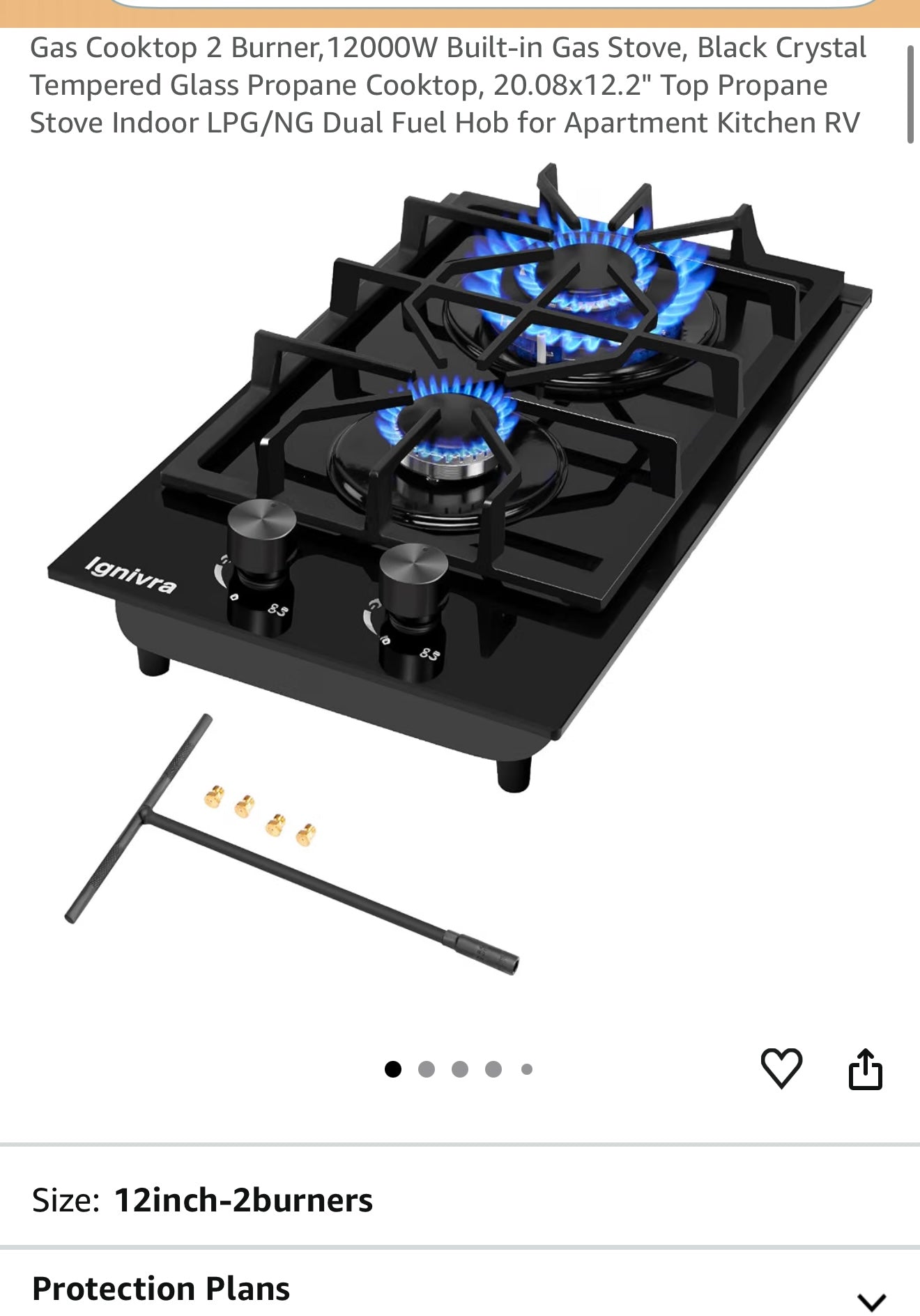 Gas cooktop 2 burned 12000W