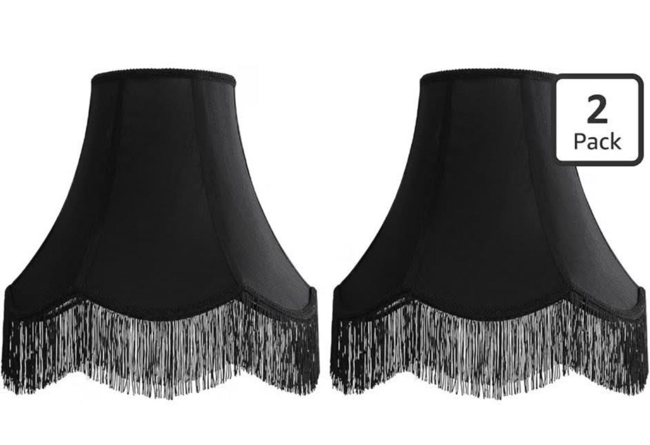 Black Silk Bell Lamp Shades Set of 2