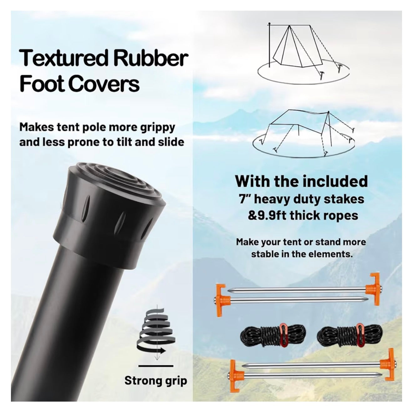 Tarp Poles Heavy Duty Adjustable