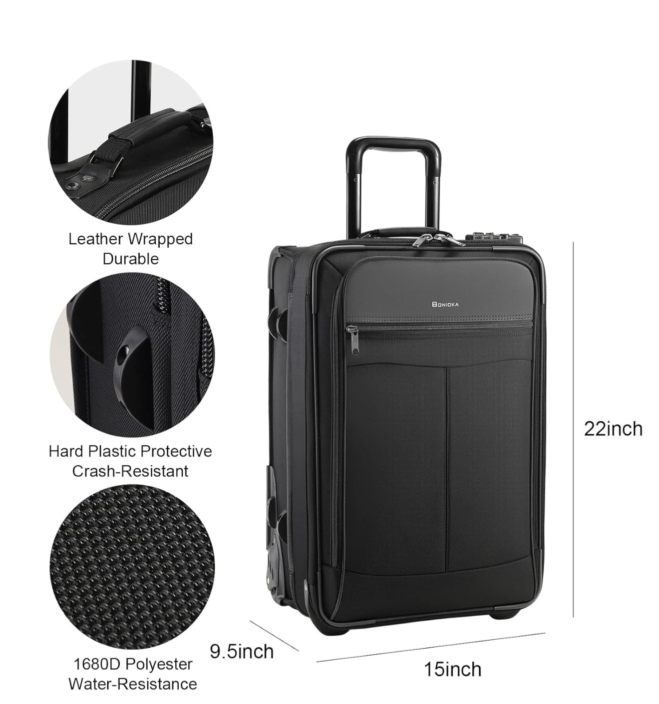 Rolling Garment Bag with Wheels, Garment Bags with Built-in TSA Lock, 22 Inch Travel Garment Bag Suitcase Luggage 2 in 1 for Business Travel Essentials Black