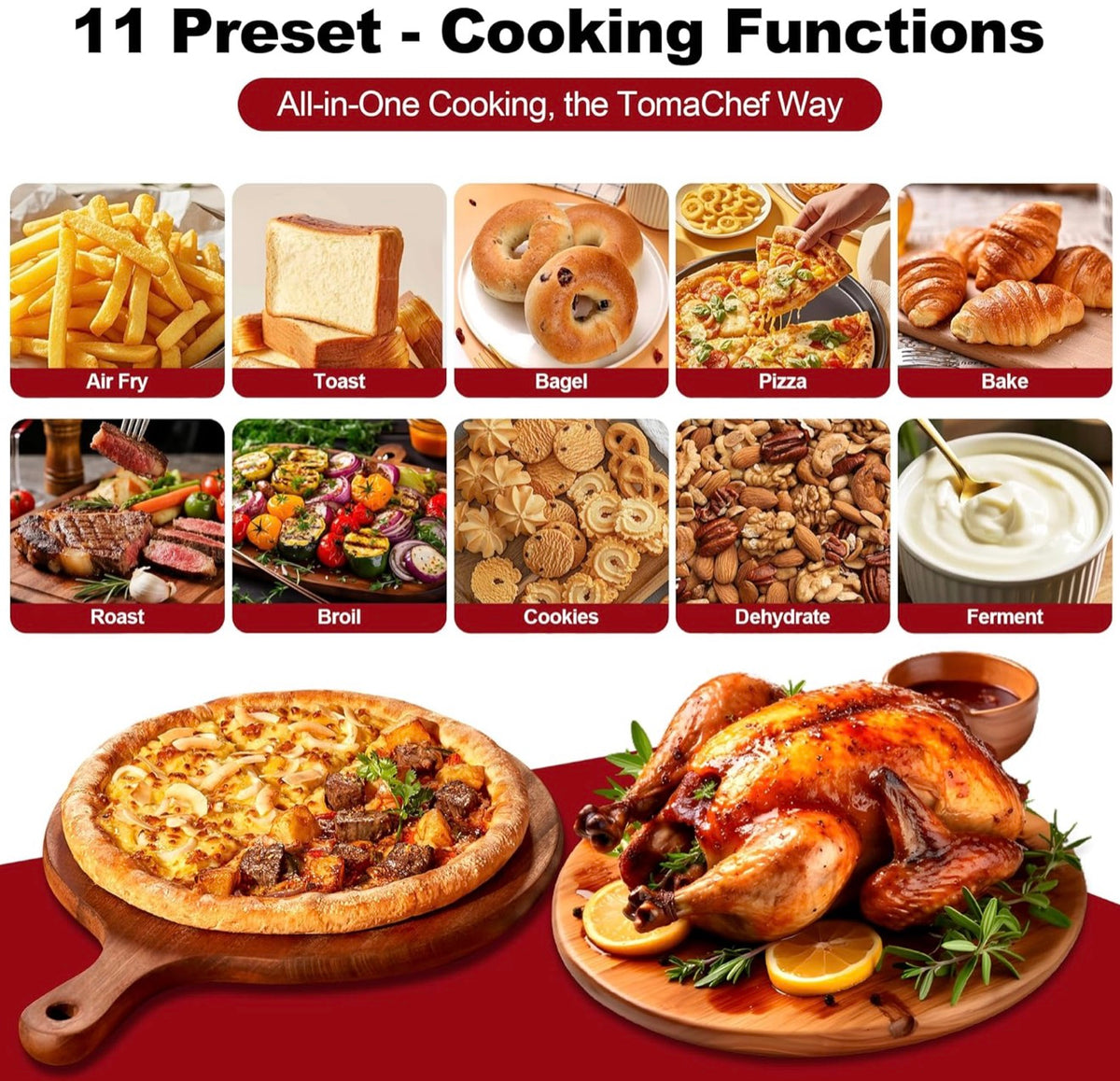 Air Fryer Toaster Oven Combo, 26.5QT Large