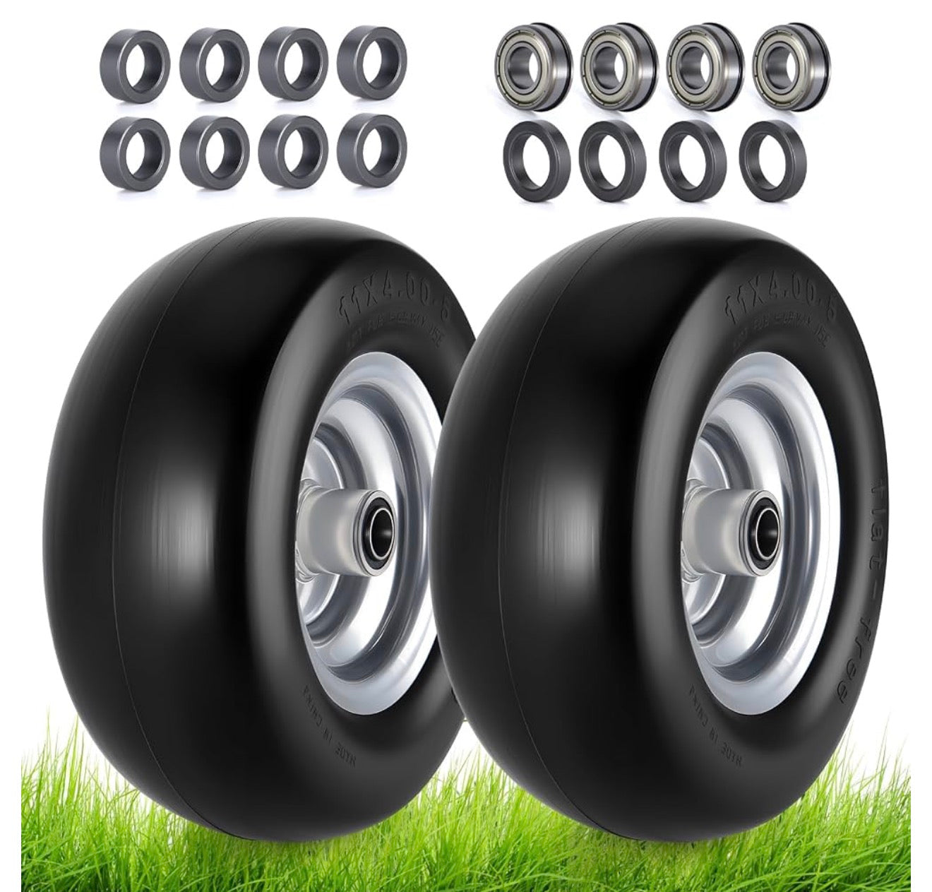 11x4.00-5” Flat Free Lawn Mower Tire and Whee