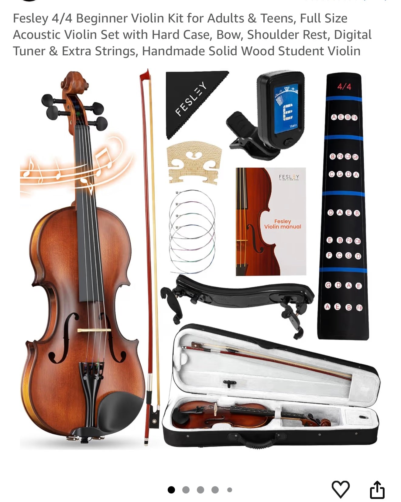 Fesley 4/4 Beginner Violin Kit