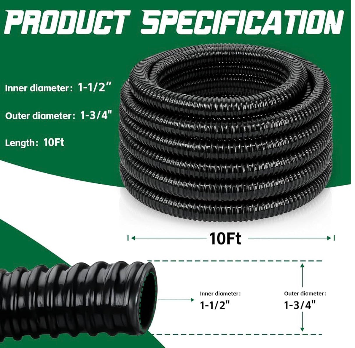Pond Tubing 1-1/2” × 10