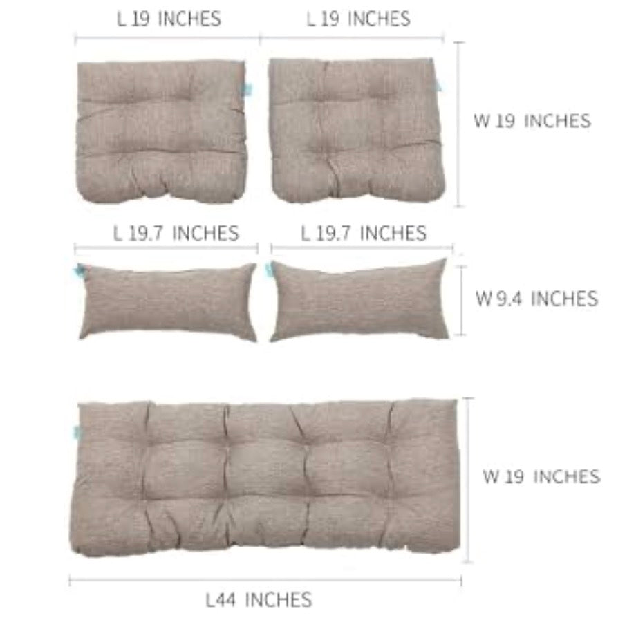 QILLOWAY Outdoor Wicker Cushion Set of 5
