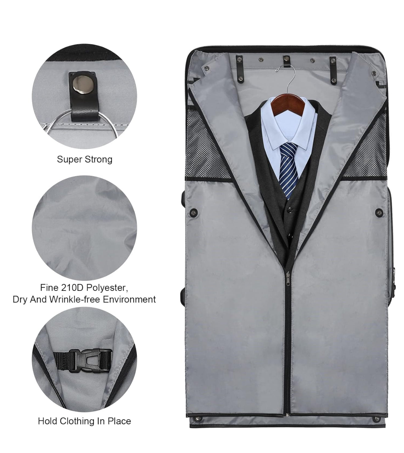 Rolling Garment Bag with Wheels, Garment Bags with Built-in TSA Lock, 22 Inch Travel Garment Bag Suitcase Luggage 2 in 1 for Business Travel Essentials Black