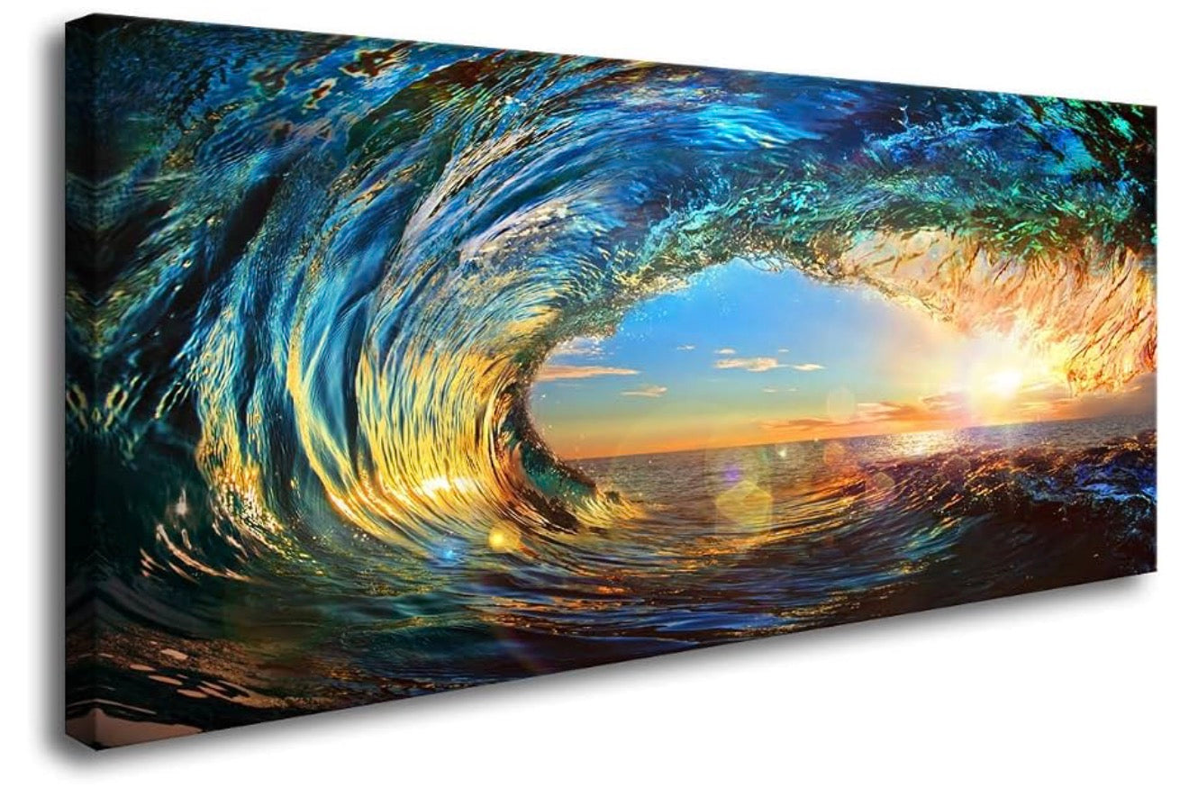 Giant Wave Water Wall Art Canvas 48Lx24W
