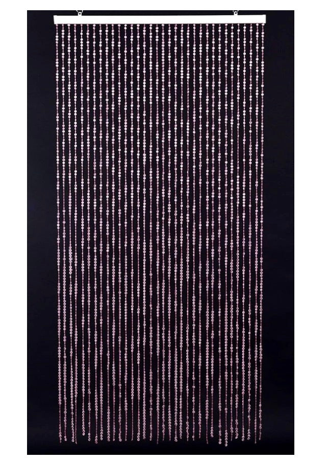 34 Strands Pink Iridescent Crystal Beaded Curtain