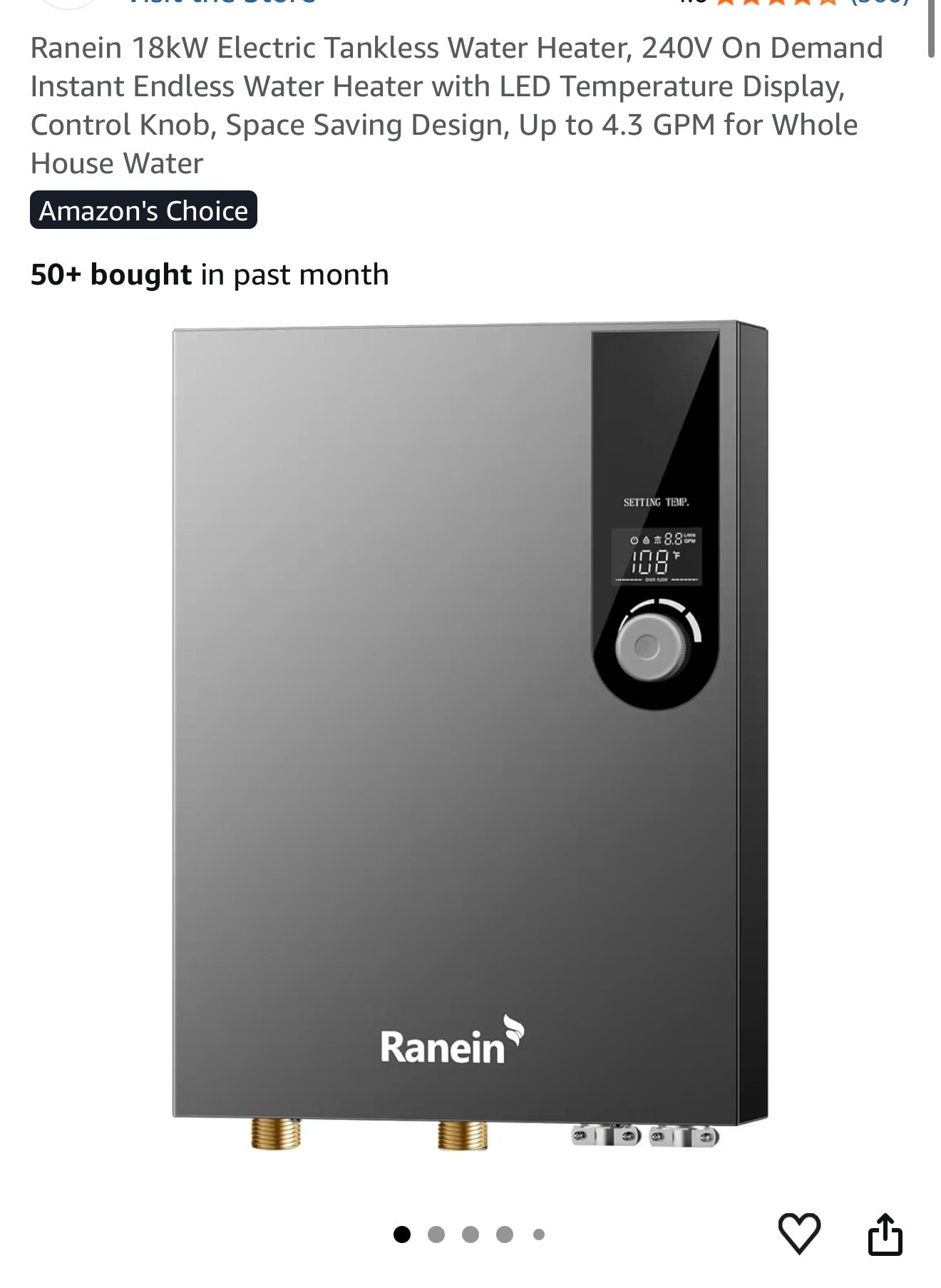 Ranein 18kW Electric Tankless Water Heater, 240V