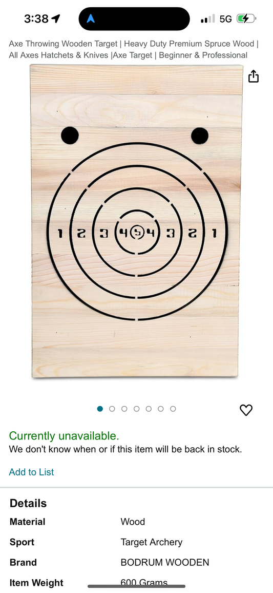 Axe Throwing Wooden Target