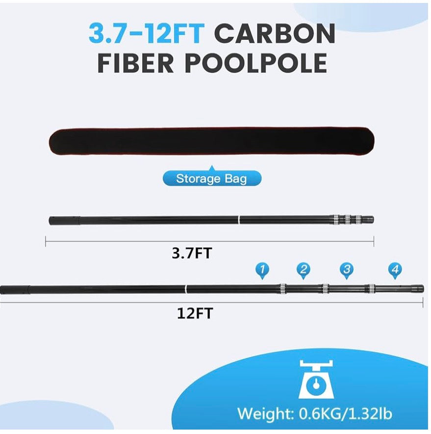Carbon Fiber Pool Rod - Professional 4-12 Foot