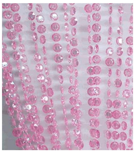 34 Strands Pink Iridescent Crystal Beaded Curtain