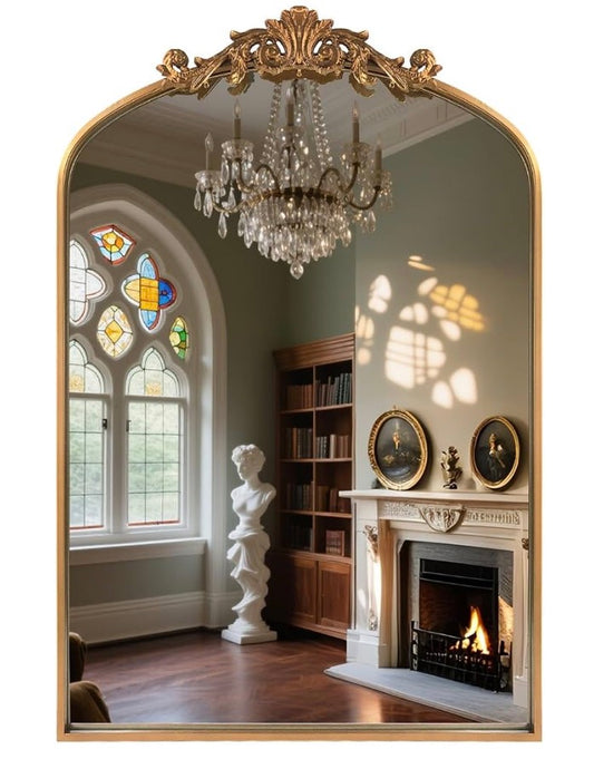 Antique Gold Arched Baroque Mirror 24x36