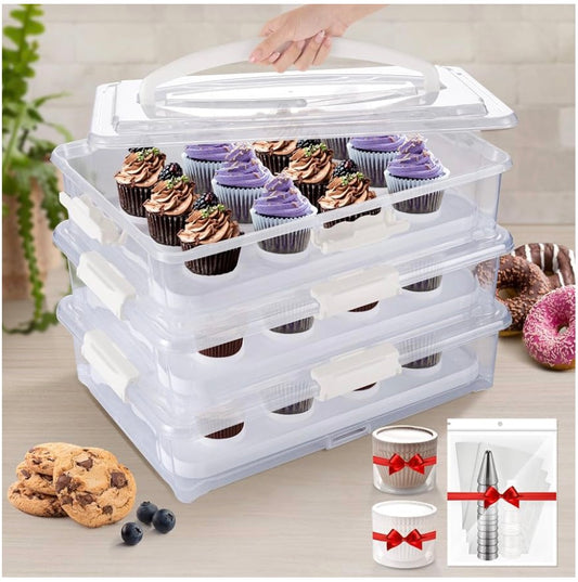 3-tiers Cupcake Carrier (White)