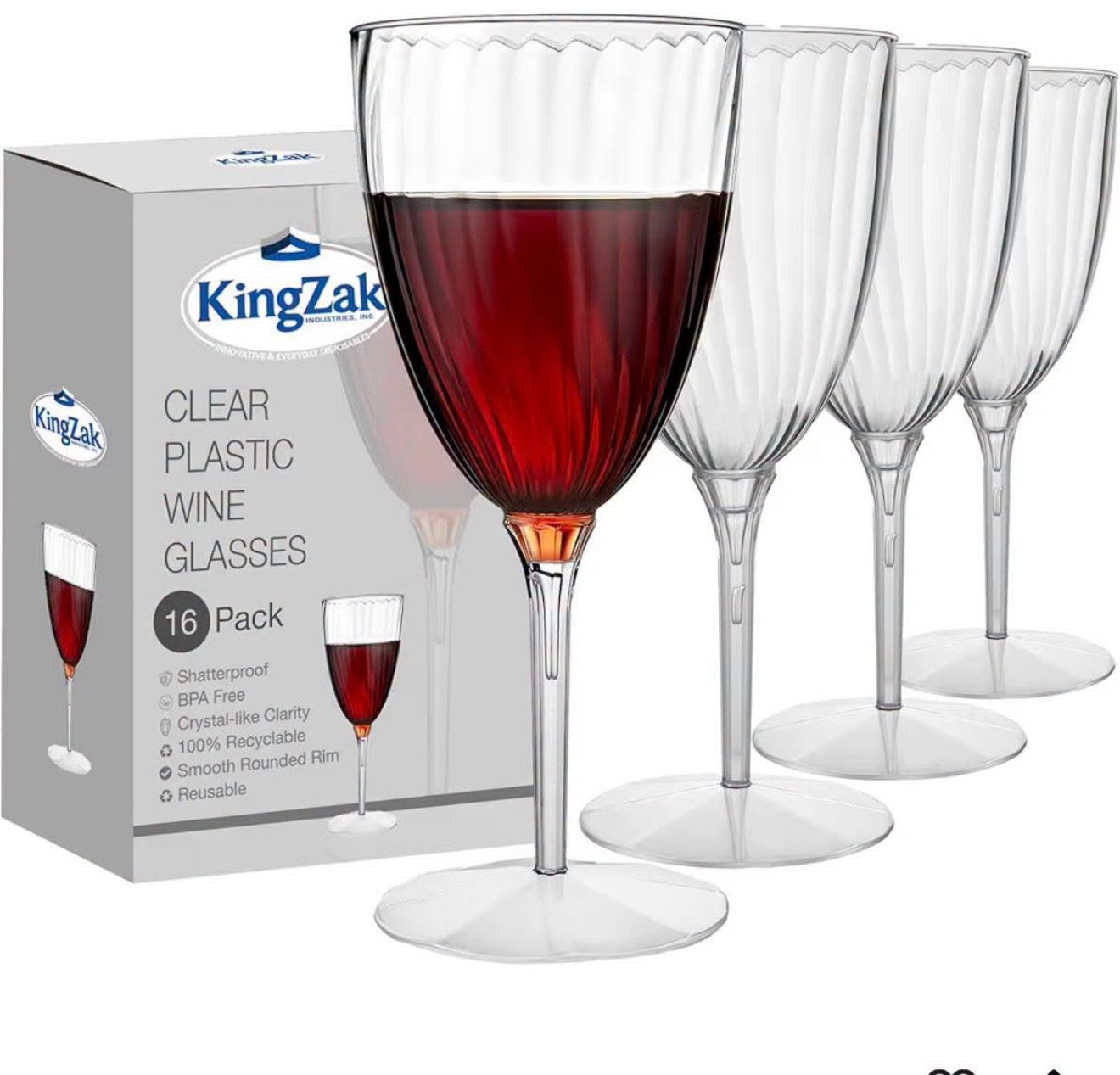 Premium 16 Count Wine Glasses 8 oz. Clear
