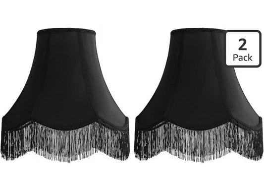 Black Silk Bell Lamp Shades Set of 2