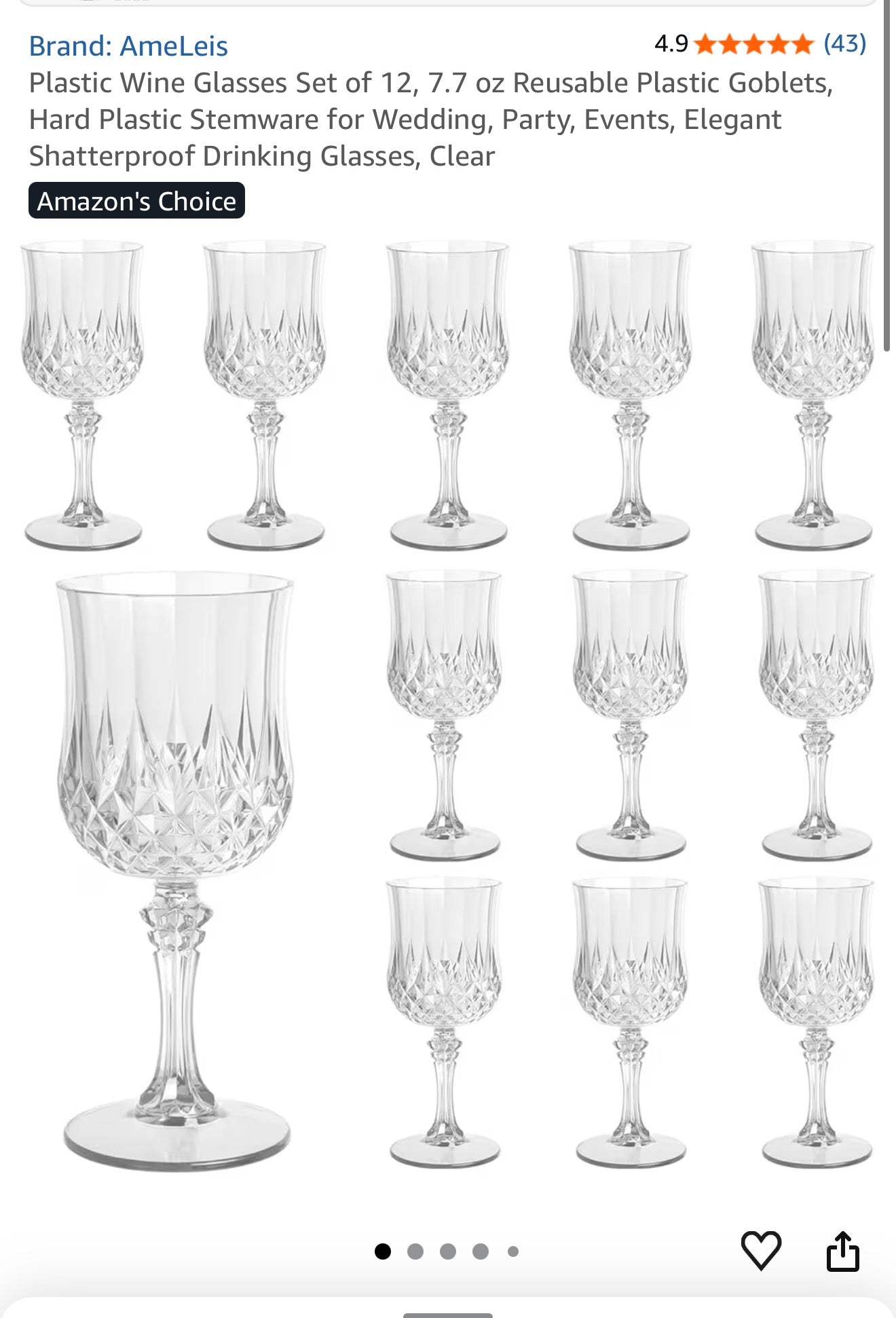 12 pc plastic wine glasses