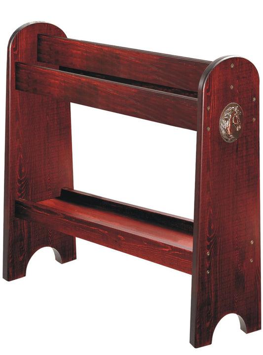 Pine Wood Saddle Rack – Ideal Saddle Stand for Western Horse Gear and Horse Tack Organizers, Suitable for Displaying Trophy Tack at Home - Red Mahogany