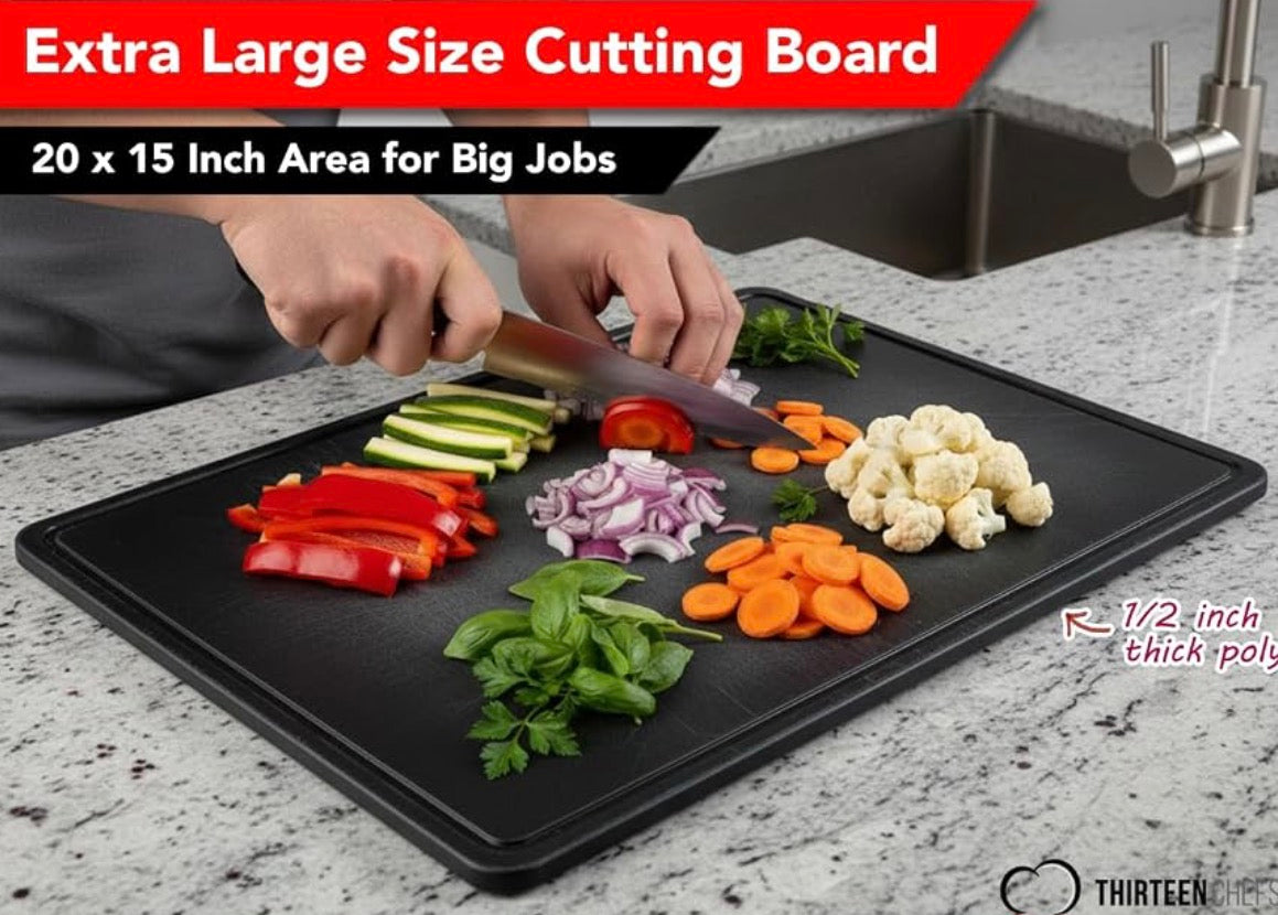 Commercial Grade Large 20 x 15 Black Cutting Board