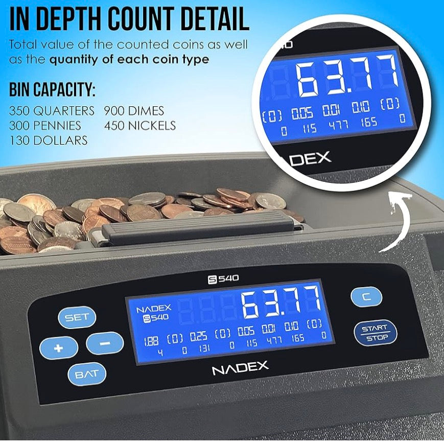 Nadex S540 Pro | Coin Counter, Sorter, and Wrapper