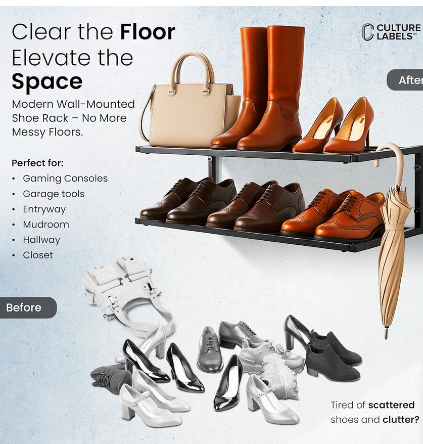 Floating shoe rack